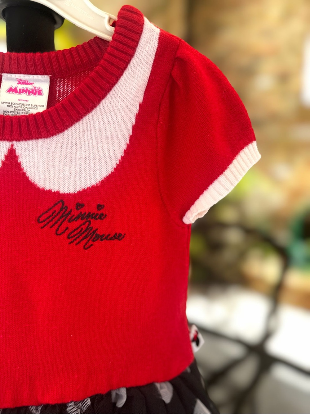 Disney Minnie Dress, Red w/ Black Tulle Polka Dot Skirt, 3T - Picture 4 of 7